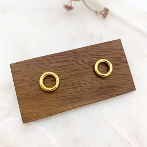 Hollow Circle Hoop Stud Earrings Gold